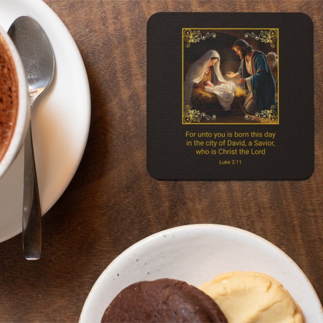 Christmas Nativity Holy Family Religious  Square Paper Coaster (Creator Uploaded)