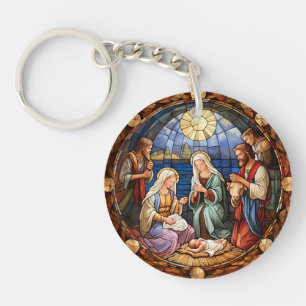 Christmas Nativity Illustration Key Ring