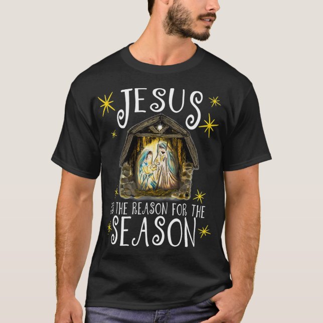 Christmas Nativity Jesus Is The Reason For The Sea T-Shirt (Front)