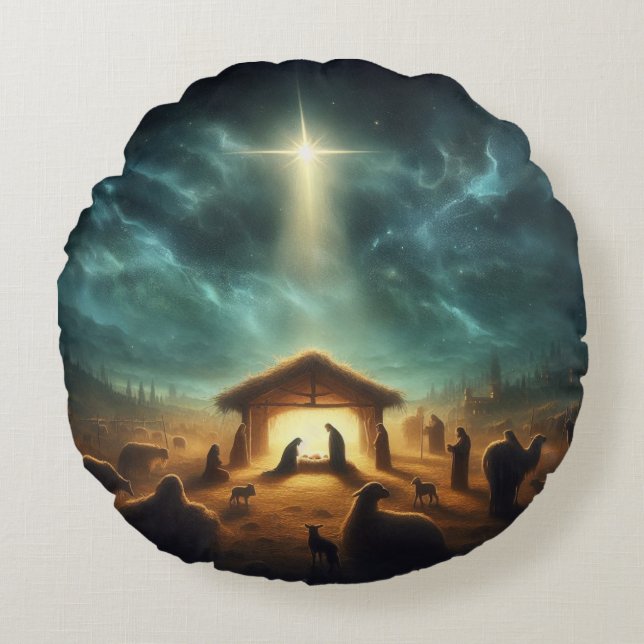 Christmas/Nativity/Jesus Round Cushion (Front)