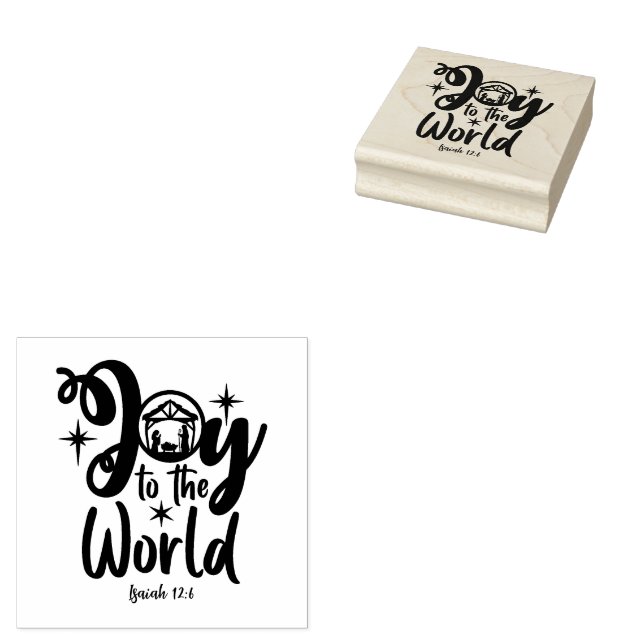 Christmas Nativity Joy to the World Rubber Stamp (Stamped)