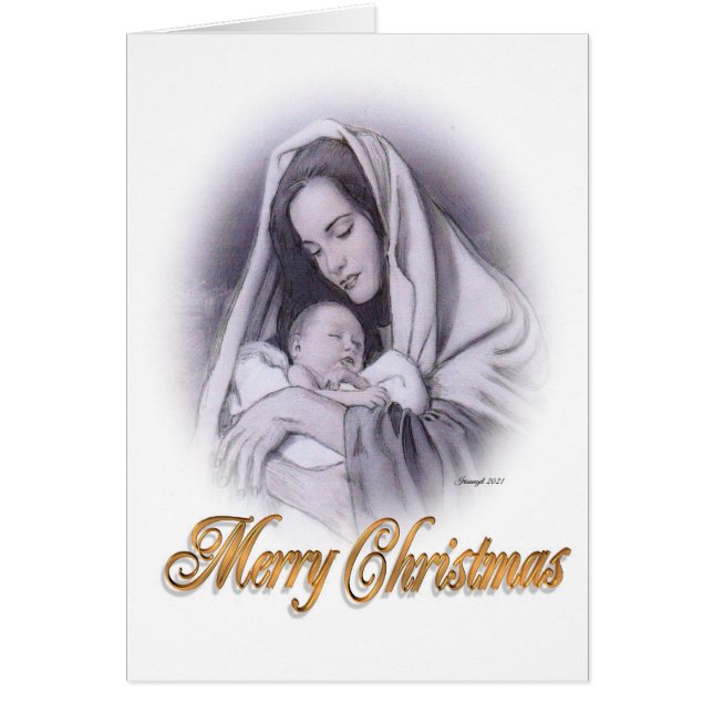 Christmas nativity Madonna and Child card (Front)