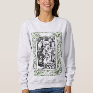 Christmas Nativity Madonna and Child Holly Border  Sweatshirt