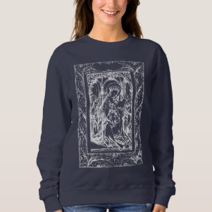 Christmas Nativity Madonna and Child Holly Border  Sweatshirt