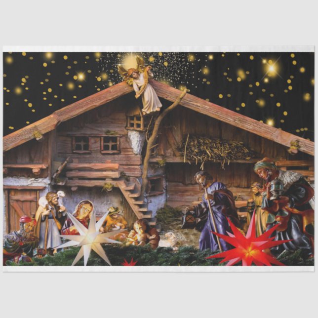 Christmas Nativity Manger 4 Decoupage Tissue Paper (Front)