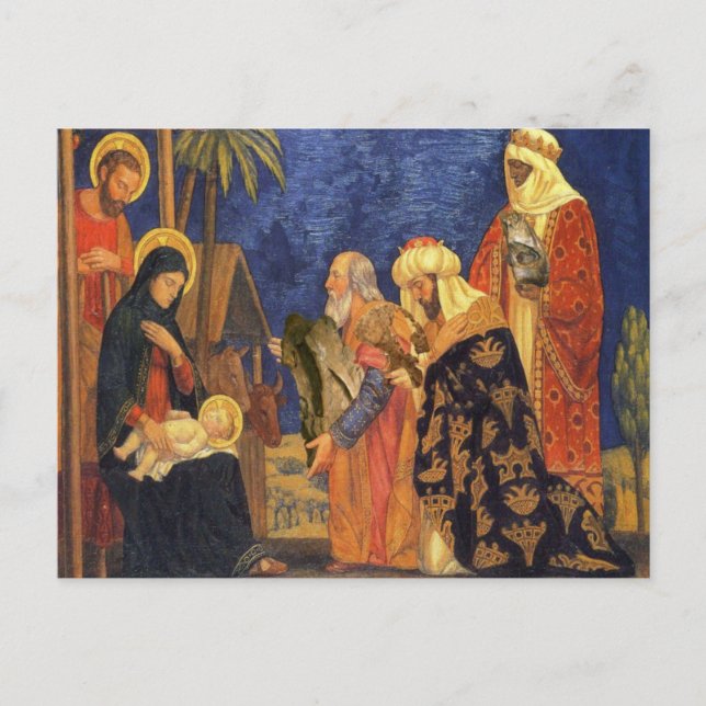 Christmas Nativity Manger Holy Family Xmas Holiday Postcard (Front)