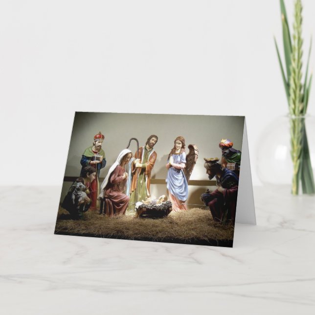 Christmas Nativity Manger Scene Christmas Card (Front)