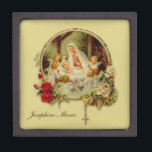 Christmas Nativity Mary Jesus Rosary Roses Angels Gift Box<br><div class="desc">Our Christmas keepsake jewellery box has a beautiful vintage image of Mary with Jesus in the manger. Roses and a gold rosary encircle the lovely image.</div>
