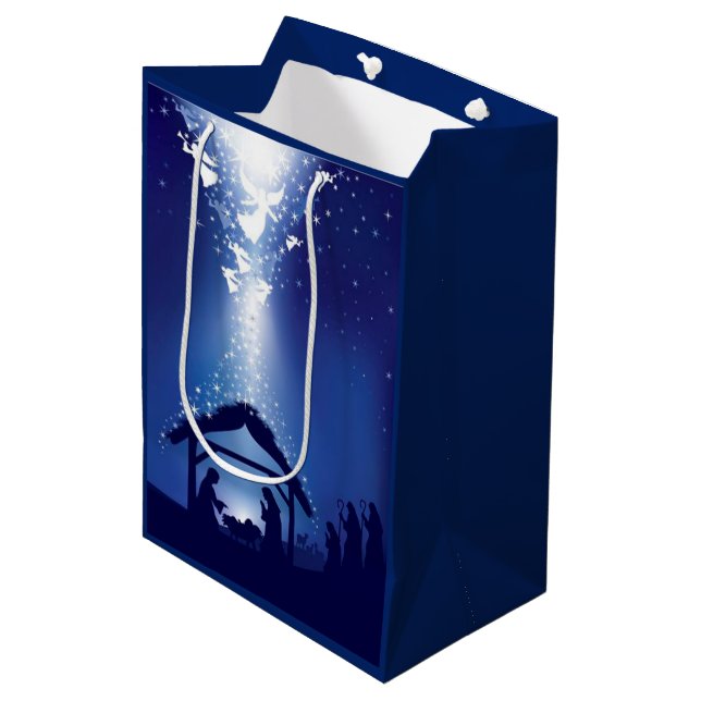 Christmas Nativity Medium Gift Bag (Front Angled)