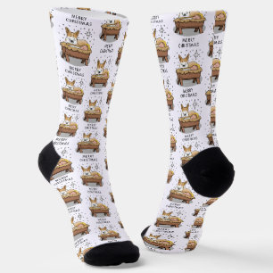 Christmas Nativity Pembroke Welsh Corgi (red1) Fun Socks