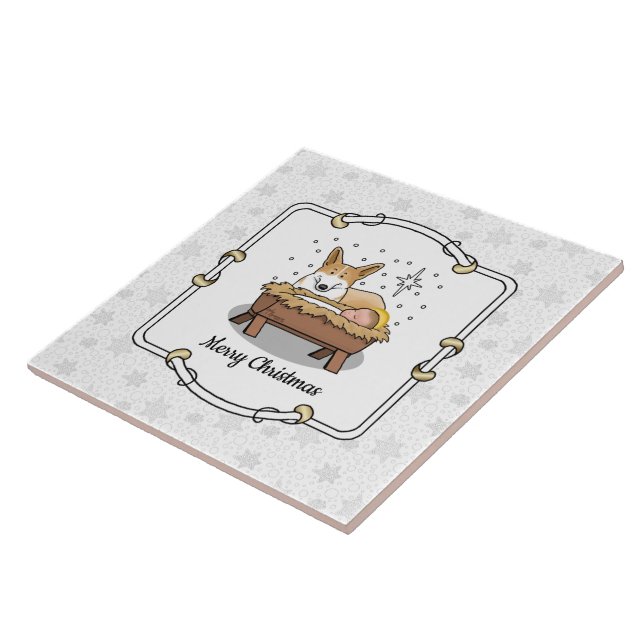 Christmas Nativity Pembroke Welsh Corgi (red1) Fun Tile (Side)