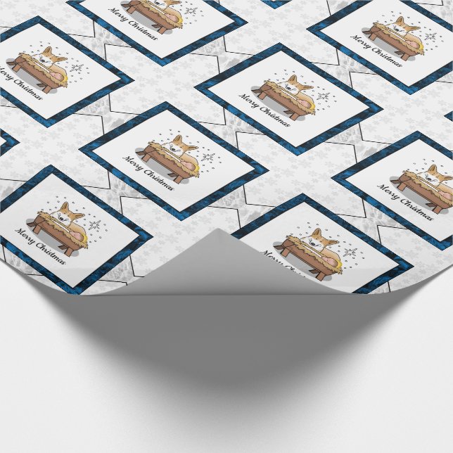 Christmas Nativity Pembroke Welsh Corgi (red1) Fun Wrapping Paper (Corner)