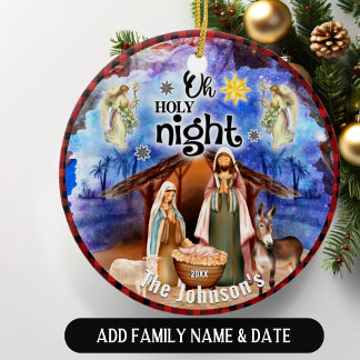 Christmas Nativity Personalised Family Ceramic Tree Decoration