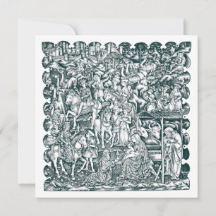 Christmas Nativity Renaissance Era Woodcut Holiday Card