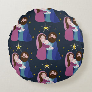 Christmas Nativity Round Cushion