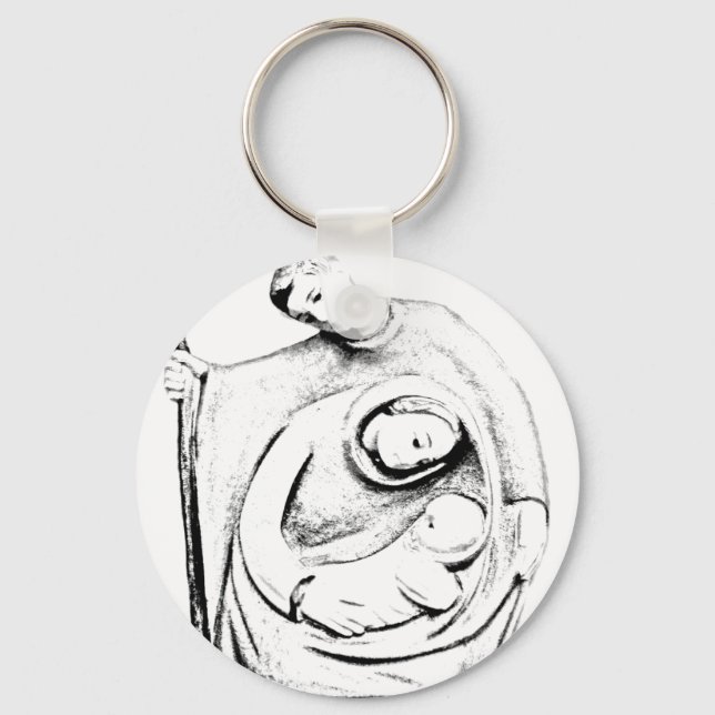 Christmas Nativity Scene. Christmas and Holiday Key Ring (Front)