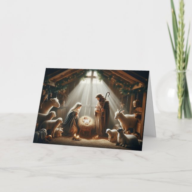 Christmas Nativity Scene Christmas Greeting Cards (Front)