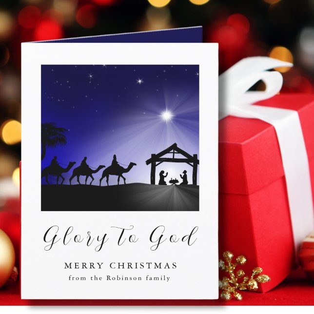 Christmas Nativity Scene Glory to God Christian Holiday Card (Creator Uploaded)