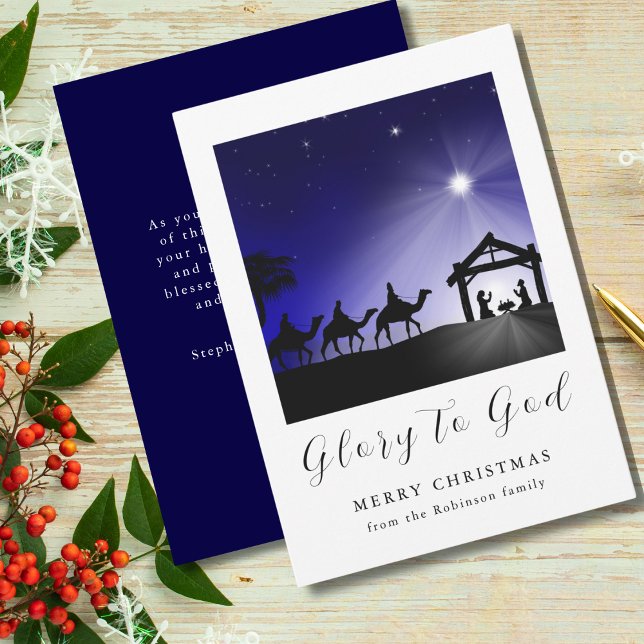 Christmas Nativity Scene Glory to God Christian Holiday Card (Creator Uploaded)