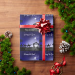 Christmas Nativity Scene Glory to God Christian Wrapping Paper<br><div class="desc">Personalise this Christmas Christian wrapping paper by adding a custom greeting and your family's name.  Design features a traditional nativity scene with "Glory to God" displayed in elegant calligraphy script.  Easy to customise. Happy Holidays!</div>