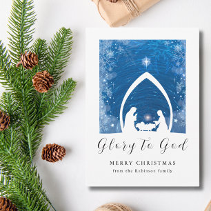 Christmas Nativity Scene Glory to God Holiday Card