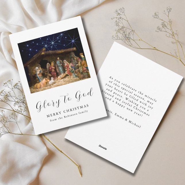 Christmas Nativity Scene Glory to God Holiday Card (Creator Uploaded)
