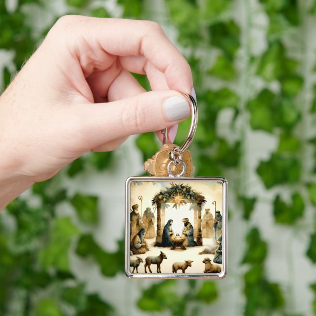 Christmas Nativity Scene Key Ring (Hand)