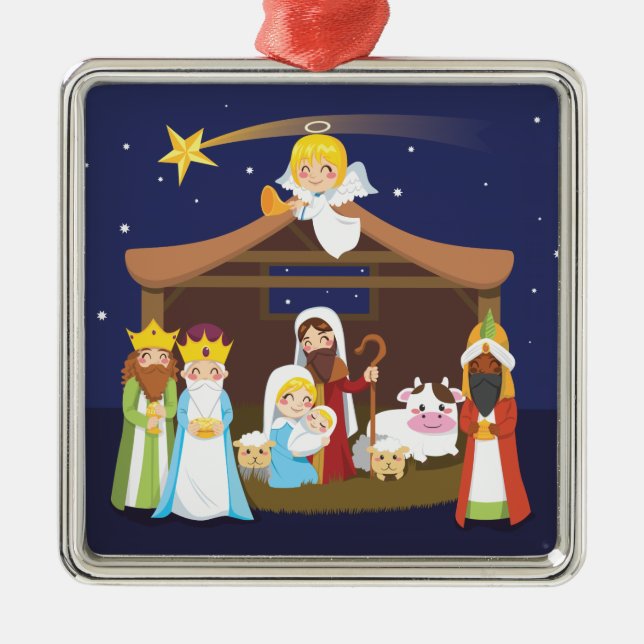 Christmas Nativity Scene Metal Tree Decoration (Front)