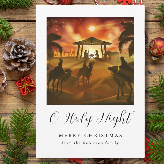 Christmas Nativity Scene O Holy Night Holiday Card (Creator Uploaded)