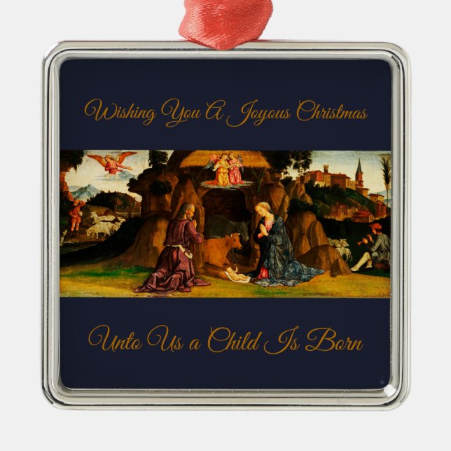 Christmas Nativity Scene of the Holy Family  Metal Tree Decoration (Front)