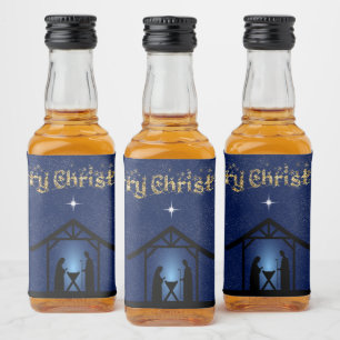 Christmas Nativity Scene Religious Liquor Bottle Label