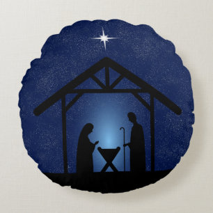 Christmas Nativity Scene Religious Round Cushion