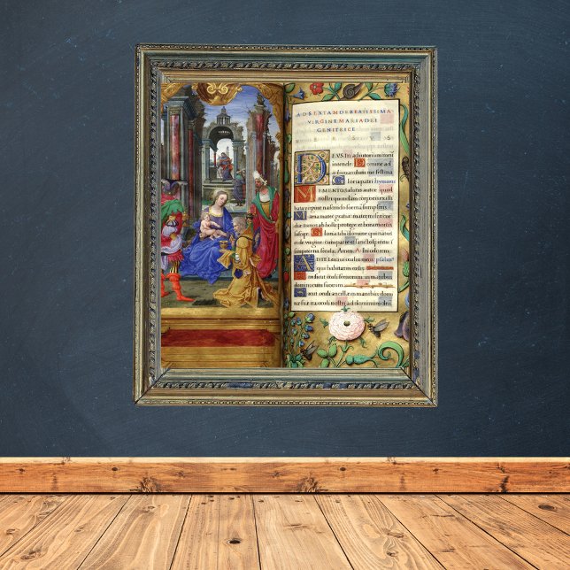 Christmas Nativity Scene Renaissance Old Book Poster (Christmas Nativity Scene Renaissance Old Book Catholic Christian Wall Art)