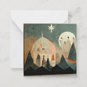 Christmas Nativity Square Flat Note Card 01