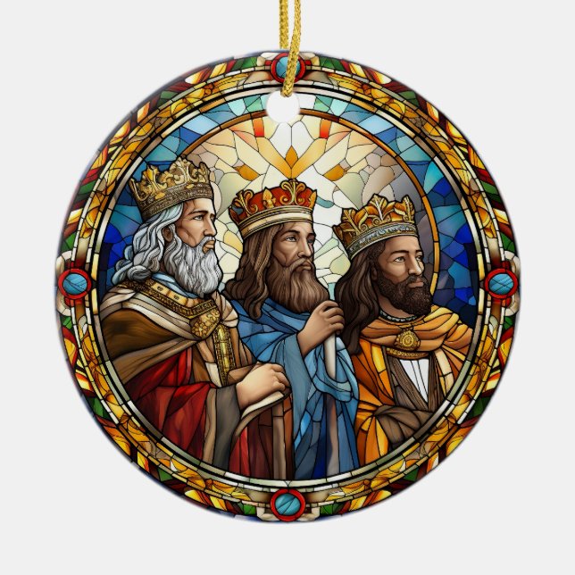 Christmas Nativity Three Wise Men Ceramic Tree Decoration (Front)
