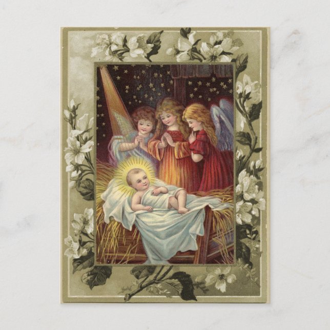 Christmas Nativity Vintage Reproduction Postcard (Front)