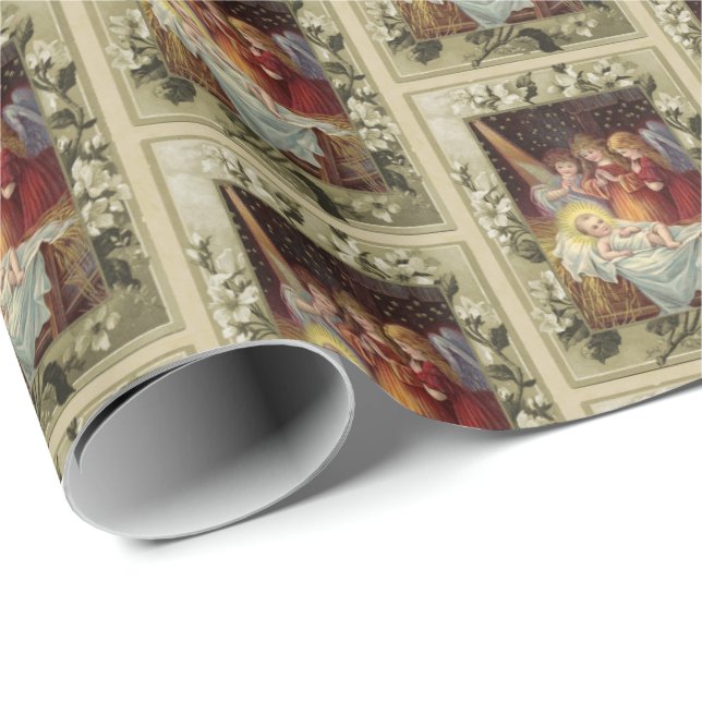 Christmas Nativity Vintage Reproduction Wrapping Paper (Roll Corner)