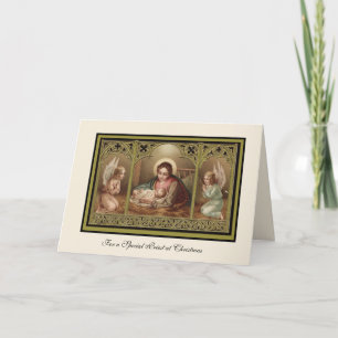 Christmas Nativity Virgin Mary Jesus Angels Holid Holiday Card