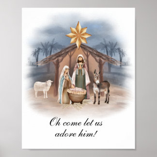Christmas Nativity Wall Art Poster, Jesus