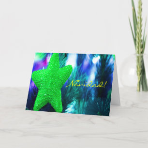 Christmas Navidad Green Star I Holiday Card