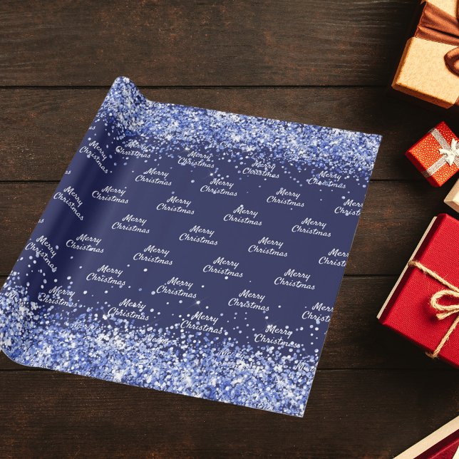 Christmas navy blue confetti elegant wrapping paper (Creator Uploaded)