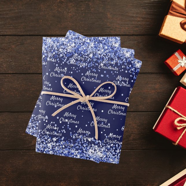 Christmas navy blue confetti elegant wrapping paper sheet (Creator Uploaded)