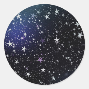 Christmas Navy Blue Shiny Stars Elegant Holidays Classic Round Sticker