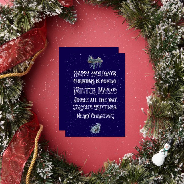 Christmas Navy Blue with Silver Word Art Silver (Insitu)