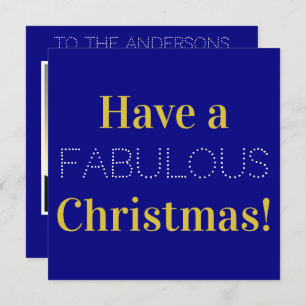 Christmas Navy Gold White Tyopgraphy Photo Holiday Card