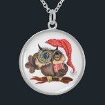 Christmas Necklace Gift Baby Owl with Gifts<br><div class="desc">Cute Baby Owl In Christmas Hat and Gift - Cartoon Bird Painting Funny Collection - Choose / Add Your Unique Text / Name / Color - Make Your Special Gift - Resize and move or remove / add elements - image / text with customization tool. Painting and Design by MIGNED....</div>