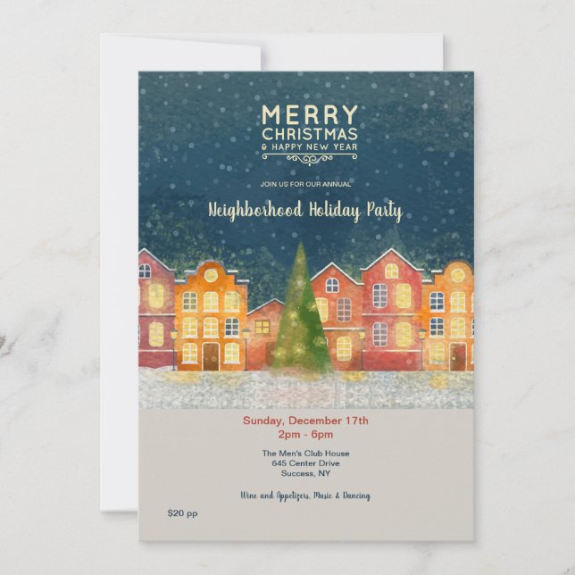 Christmas Neighbourhood Party Invitation (Front)
