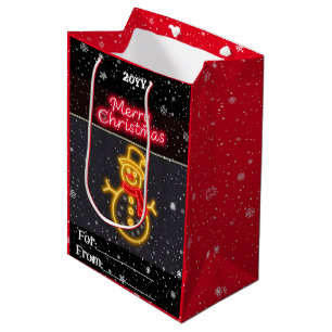 Christmas Neon Modern Holiday Collection Medium Gift Bag