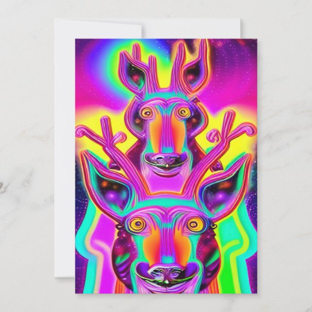 Christmas neon Reindeer greeting card (Front)