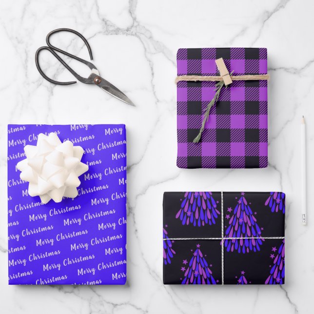 Christmas Neon Violet  Wrapping Paper Sheet (Front)
